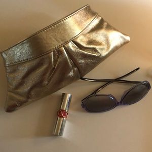 Metallic Gold Lauren Merkin Louise Clutch Handbag